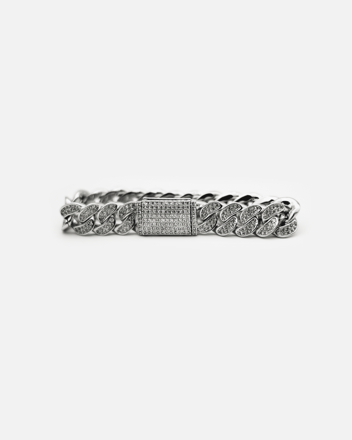 Iced Cuban Bracelet - 12mm White Gold