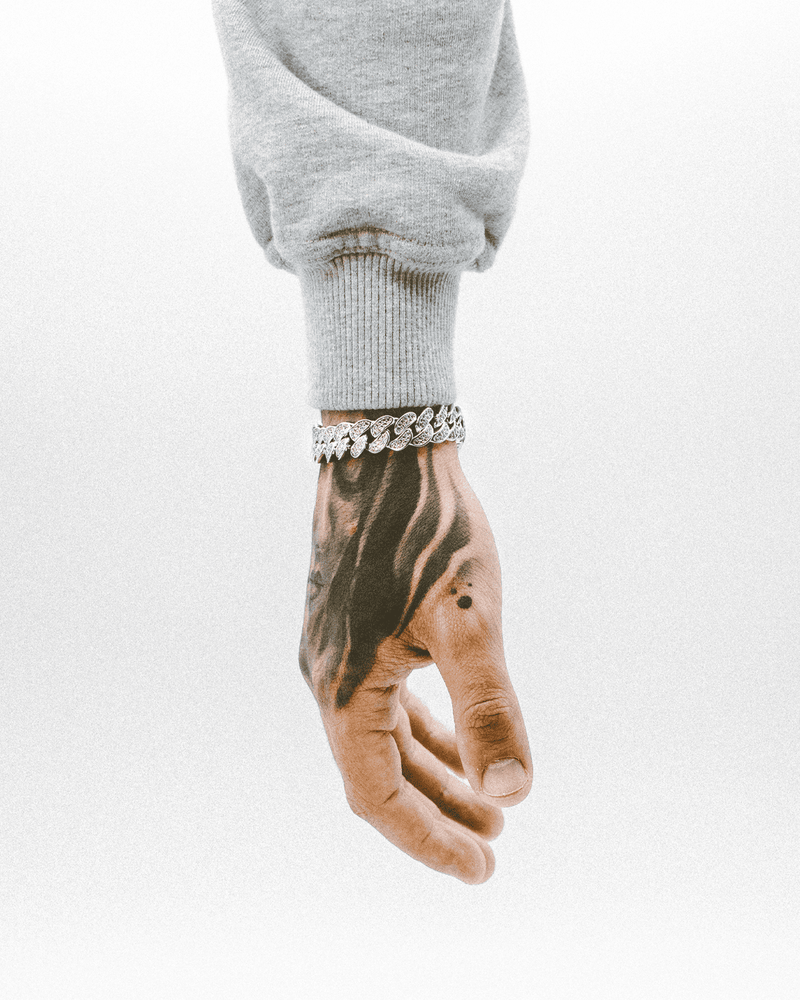 Iced Cuban Bracelet - 12mm White Gold